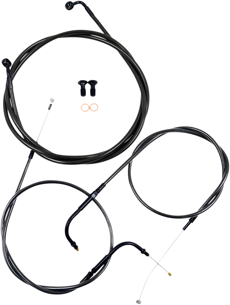 LA CHOPPERS Standard Midnight Braided Handlebar Cable/Brake Line Kit for 15" - 17" Ape Hanger Handlebars Standard Midnight Braided Handlebar Cable/Brake Line Kit — Ape Hanger - Team Dream Rides