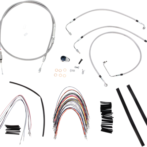 BURLY BRAND Complete Stainless Braided Handlebar Cable/Brake Line Kit For 14