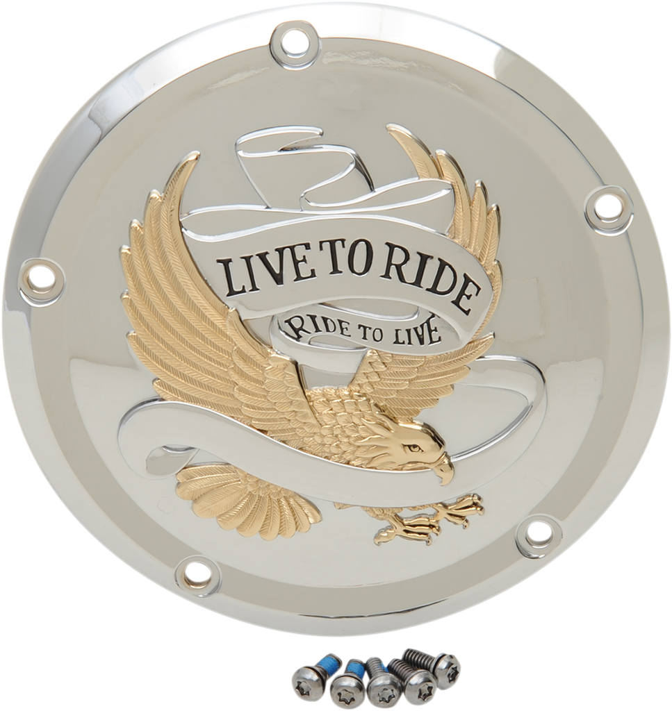 DRAG SPECIALTIES 5-Hole - Gold - Live to Ride Derby Cover Live To Ride Derby Cover - Team Dream Rides