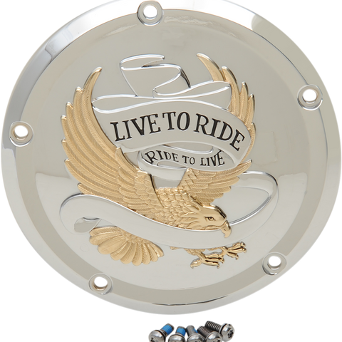 DRAG SPECIALTIES 5-Hole - Gold - Live to Ride Derby Cover Live To Ride Derby Cover - Team Dream Rides