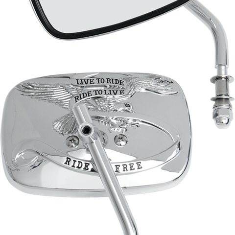 DRAG SPECIALTIES Live to Ride Mirrors - Chrome - Pair Live To Ride Custom Mirrors — Rectangle - Team Dream Rides