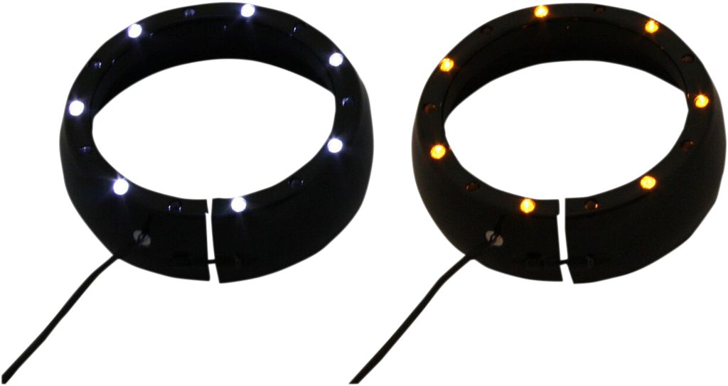CUSTOM DYNAMICS Lighted Passing Lamp Trim Ring '96-'05 FLHT - Black Passing Lamp Lighted Trim Rings - Team Dream Rides