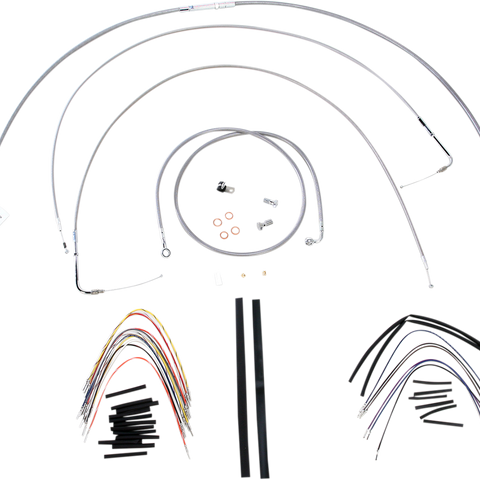 BURLY BRAND Complete Stainless Braided Handlebar Cable/Brake Line Kit For 18