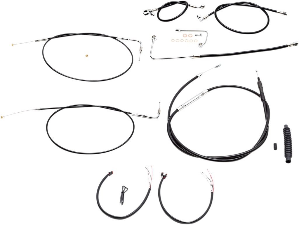 LA CHOPPERS Complete Black Vinyl Braided Handlebar Cable/Brake Line Kit for 15" - 17" Ape Hanger Handlebars Complete Black Vinyl Braided Handlebar Cable/Brake Line Kit - Team Dream Rides