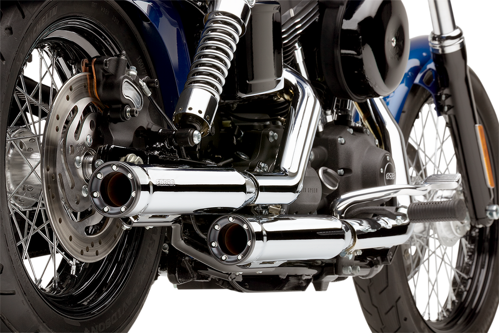 COBRA 3" RPT Mufflers for '95-'17 FXD - Chrome RPT 3" Slip-On Mufflers - Team Dream Rides