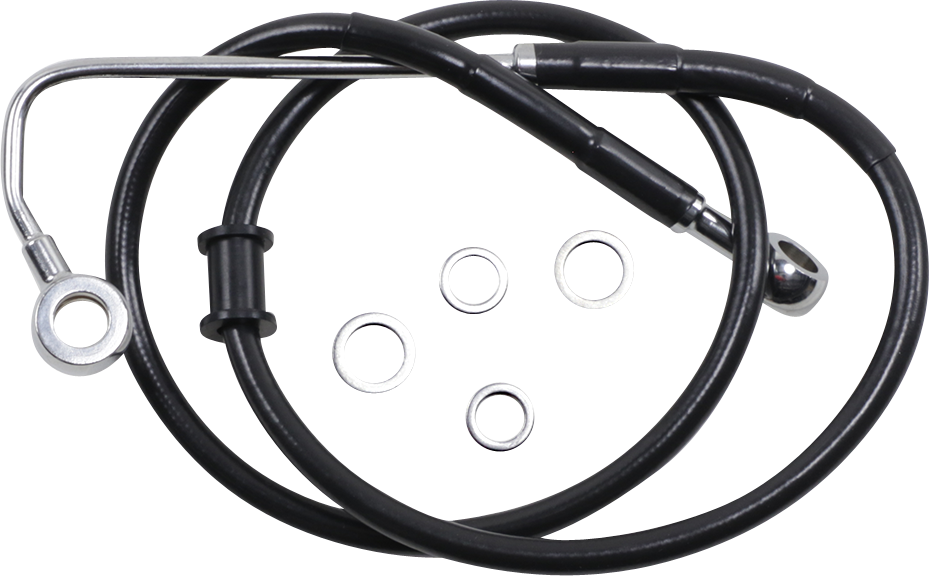 DRAG SPECIALTIES Brake Line - +2" - Black - '15-'17 Softail Extended Length Stainless Steel Brake Line - Team Dream Rides