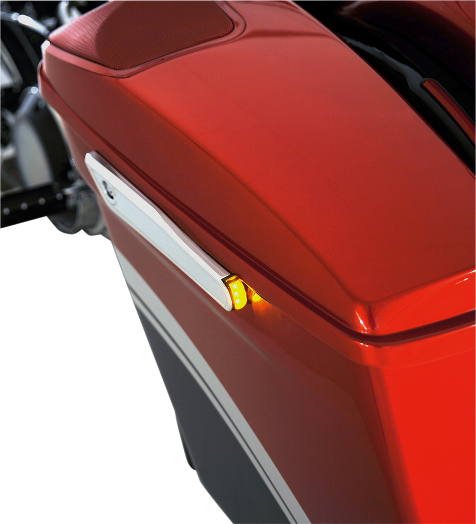 ALLOY ART Latch Covers with Light - Chrome Lighted Saddlebag Hinge Covers - Team Dream Rides
