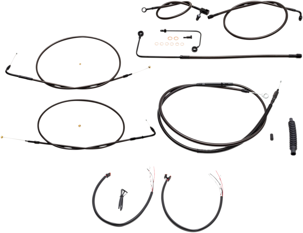 LA CHOPPERS Midnight Cable Kit for 18" - 20" Ape Hanger Handlebars Midnight Braided Handlebar Cable/Brake Line Kit — Ape Hanger - Team Dream Rides