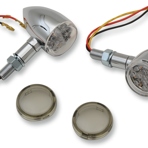 DRAG SPECIALTIES LED Marker Lights - Chrome/Amber - Smoke Lens LED Mini Deuce Marker Lights - Team Dream Rides