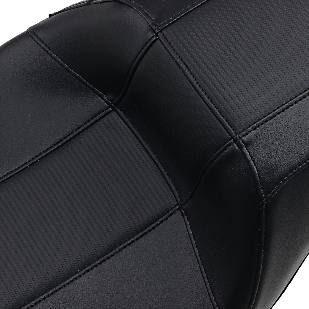 LE PERA Outcast 2Up Seat - Carbon Fiber Double Diamond - FLH Outcast 2-Up Seat with Backrest - Team Dream Rides