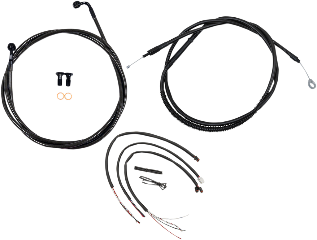 LA CHOPPERS Midnight Cable Kit for 12" - 14" Ape Hanger Handlebars Midnight Braided Handlebar Cable/Brake Line Kit — Ape Hanger - Team Dream Rides