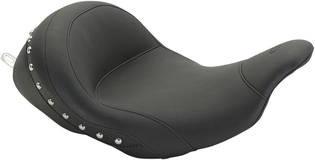 MUSTANG Lowdown Seat with Driver Backrest - Chrome Studded Lowdown™ Solo Seat — without Backrest - Team Dream Rides