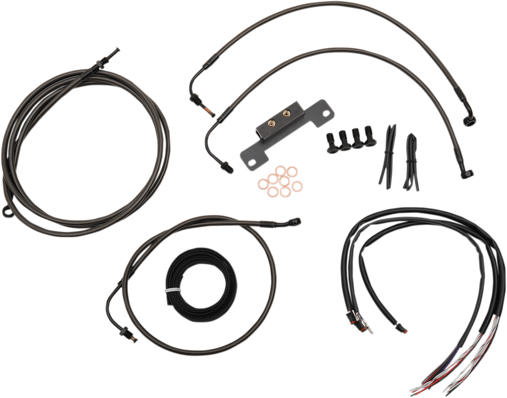 LA CHOPPERS Midnight 15" - 17" Cable Kit for '16 Street Glide Complete Stainless Braided Handlebar Cable/Brake Line Kit - Team Dream Rides