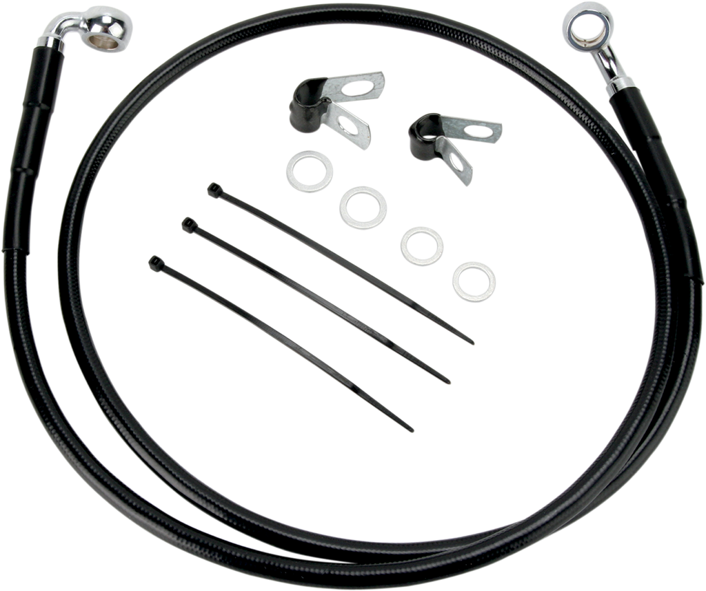 DRAG SPECIALTIES Brake Line - Front - Black - +8"- FXDL '01-'05 Extended Length Black Vinyl Brake Line Kit - Team Dream Rides