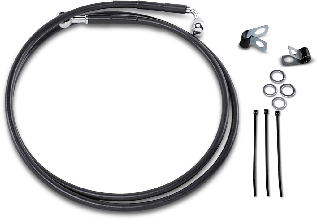 DRAG SPECIALTIES Brake Line - Front - Black - +10" Extended Length Black Vinyl Brake Line Kit - Team Dream Rides