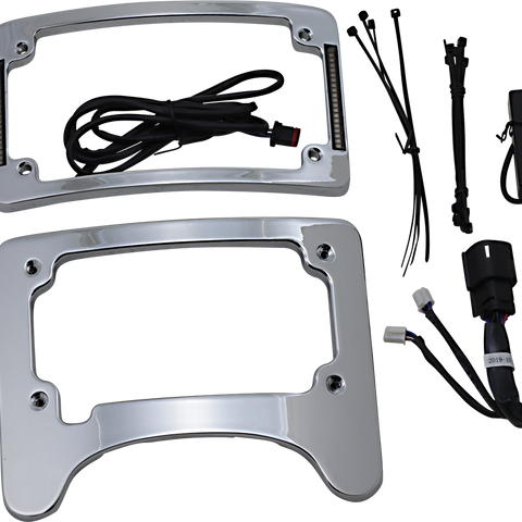 CUSTOM DYNAMICS License Plate Frame/Turn Signal Eliminator - Chrome Turn Signal Eliminator with Tri Radius Illuminated Plate Frame - Team Dream Rides