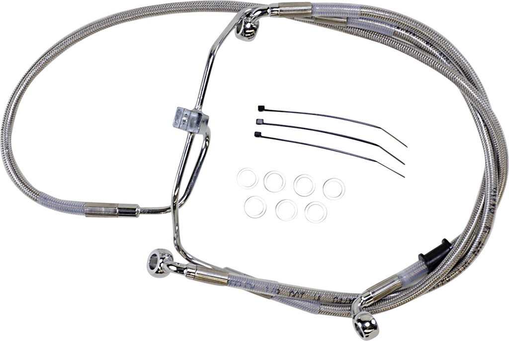 DRAG SPECIALTIES Brake Line - +8" - Stainless Steel - FXDF '08-'17 Extended Length Stainless Steel Brake Line Kit - Team Dream Rides