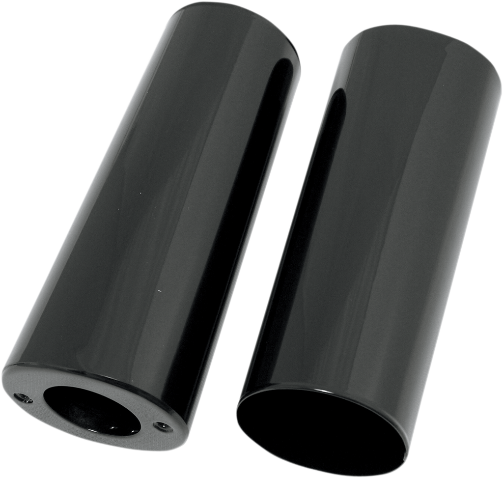 DRAG SPECIALTIES Fork Slider Covers - Gloss Black - Smooth - Extended +2" (8.5") Fork Slider Covers — Smooth - Team Dream Rides