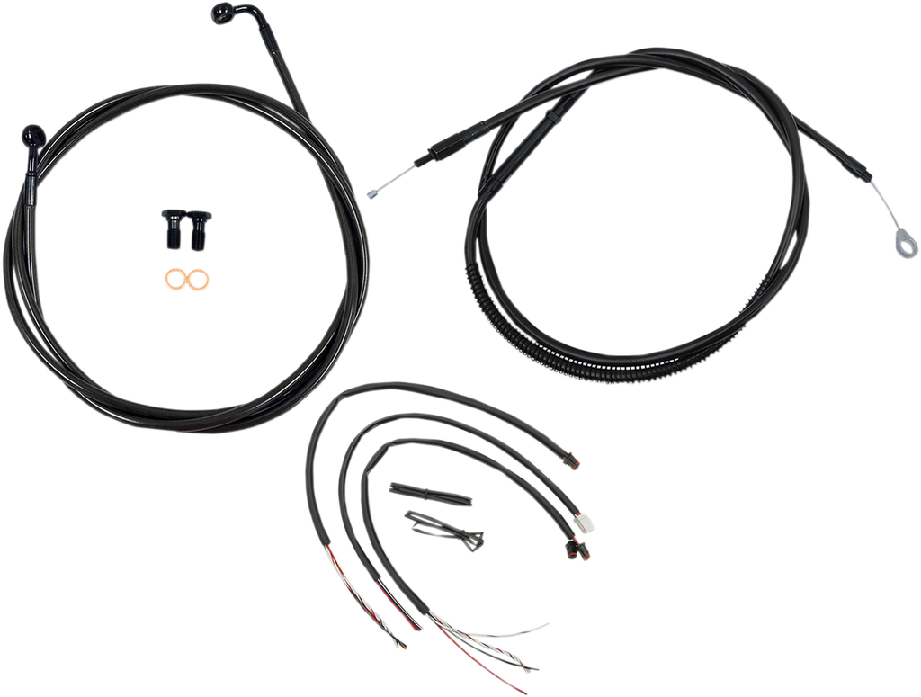 LA CHOPPERS Midnight Cable Kit for 15" - 17" Ape Hanger Handlebars Midnight Braided Handlebar Cable/Brake Line Kit — Ape Hanger - Team Dream Rides