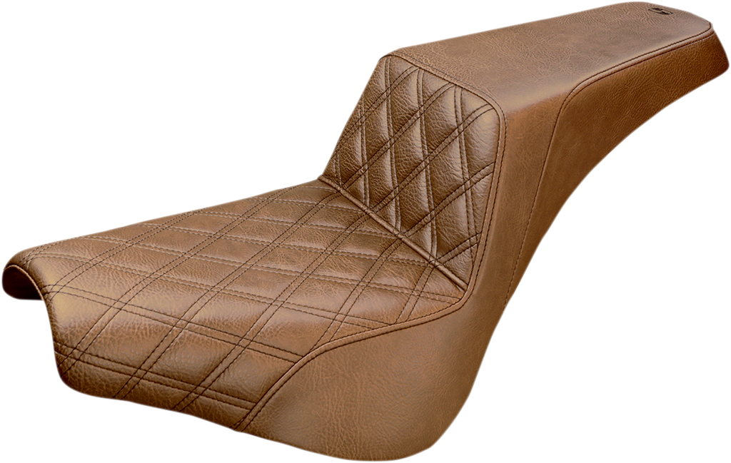 SADDLEMEN Step Up Seat - Driver's Lattice Stitched - Brown Step Up Seat — Front Lattice Stitch - Team Dream Rides