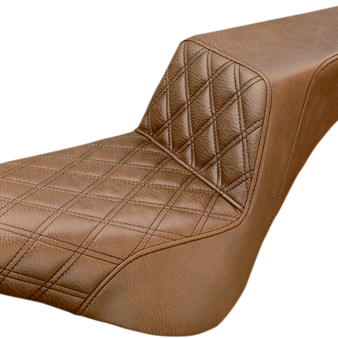 SADDLEMEN Step Up Seat - Driver's Lattice Stitched - Brown Step Up Seat — Front Lattice Stitch - Team Dream Rides