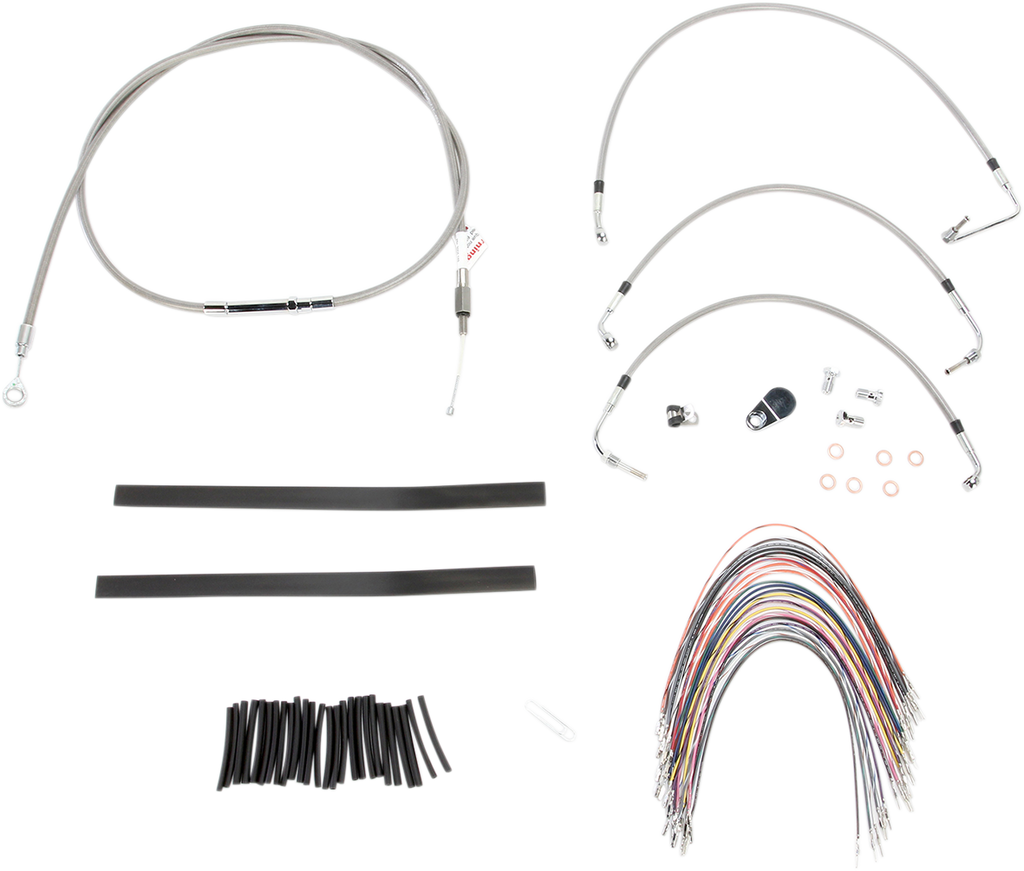 BURLY BRAND Complete Stainless Braided Handlebar Cable/Brake Line Kit For 13" Ape Hanger Handlebars Complete Stainless Braided Handlebar Cable/Brake Line Kit - Team Dream Rides