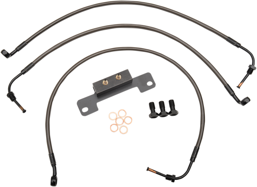 LA CHOPPERS Midnight Brake Lines - Touring Midnight Braided Brake Line Kit - Team Dream Rides