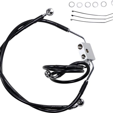 DRAG SPECIALTIES Brake Line - Front - Black - +4