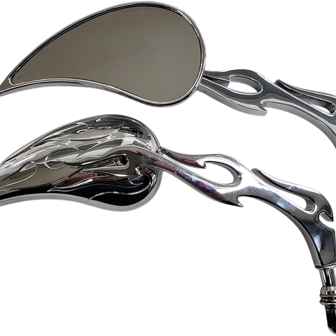 RIVCO PRODUCTS Flame Billet Mirror Flame Billet Mirrors - Team Dream Rides