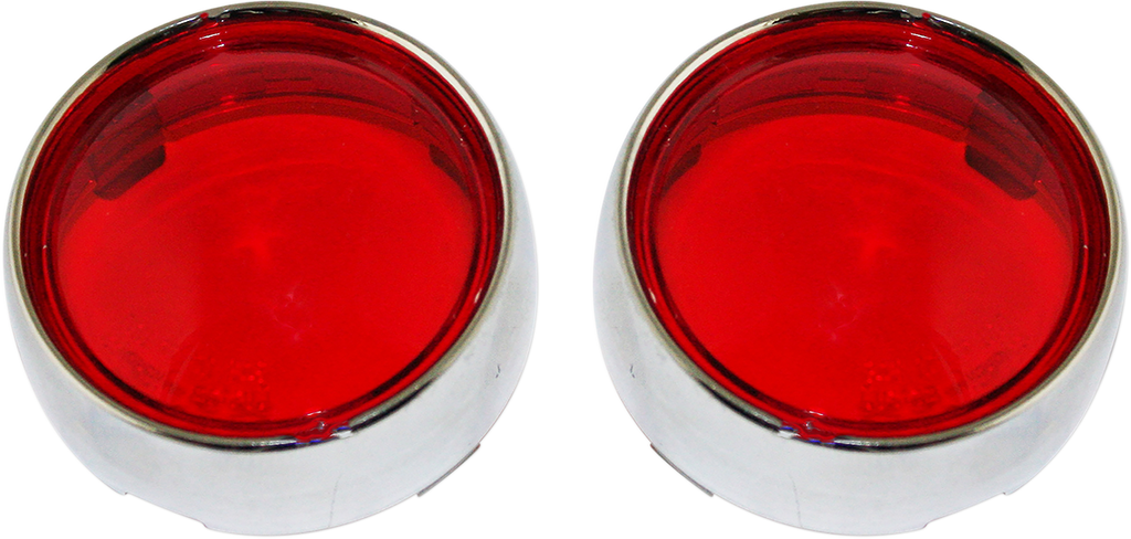 CUSTOM DYNAMICS Bullet Signal Lenses - Chrome/Red Bezel/Lenses for ProBEAM® Bullet Turn Signals - Team Dream Rides