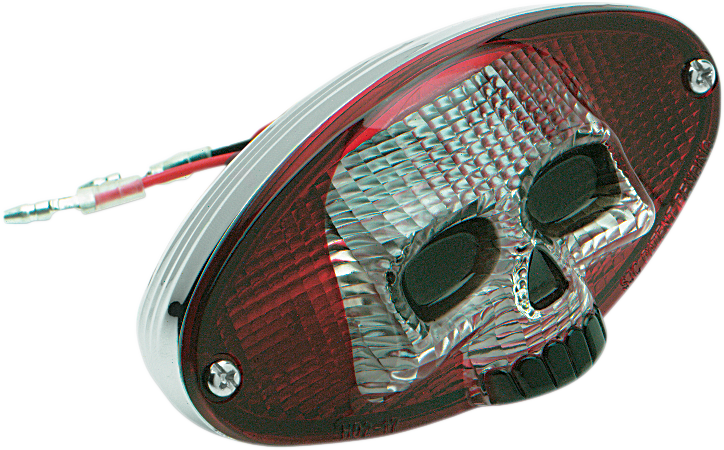 DRAG SPECIALTIES Taillight - Red Cat Eye with Skull Face Red and Clear Skull Taillight - Team Dream Rides