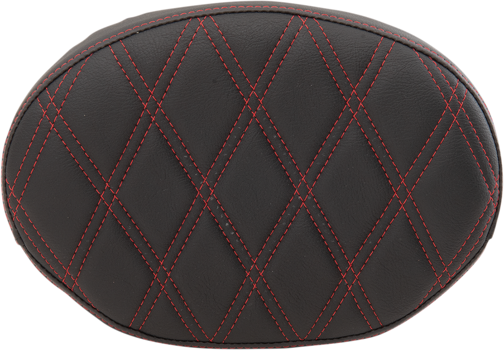 DRAG SPECIALTIES SEATS Backrest Pad - Oval - Double Diamond - Red Thread Backrest Pad - Team Dream Rides