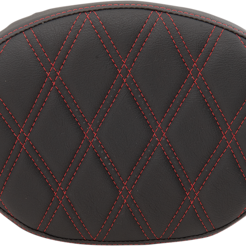 DRAG SPECIALTIES SEATS Backrest Pad - Oval - Double Diamond - Red Thread Backrest Pad - Team Dream Rides
