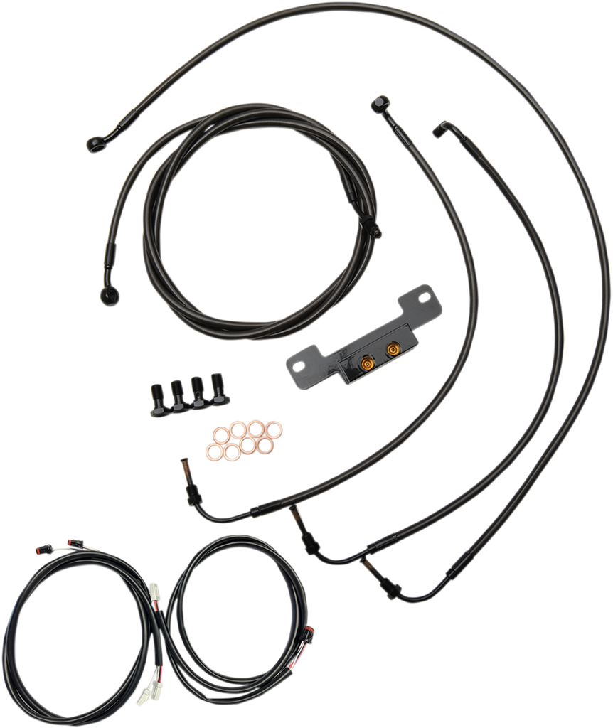 LA CHOPPERS Midnight Cable Kit for 15" - 17" Ape Hanger Handlebars Midnight Braided Handlebar Cable/Brake Line Kit — Ape Hanger - Team Dream Rides