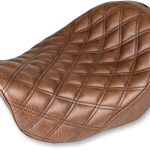 SADDLEMEN Renegade Seat - Lattice Stitched - Brown - Dyna Renegade LS Solo Seat - Team Dream Rides