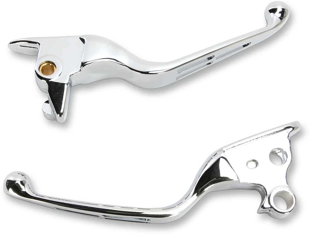 DRAG SPECIALTIES Chrome Slotted Levers Slotted Wide Blade Lever Set - Team Dream Rides