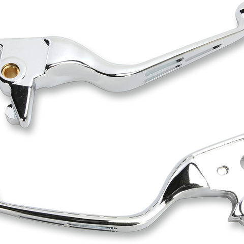 DRAG SPECIALTIES Chrome Slotted Levers Slotted Wide Blade Lever Set - Team Dream Rides
