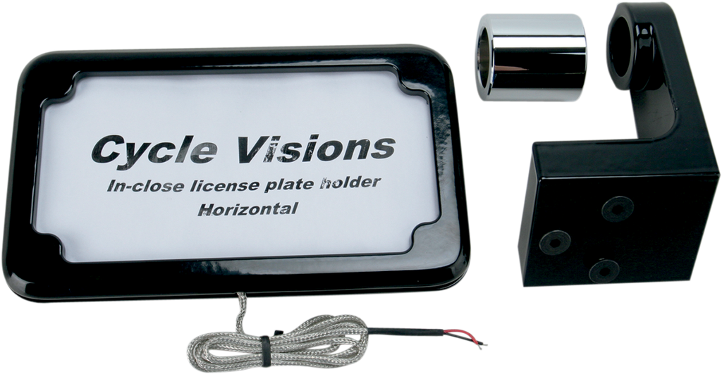 CYCLE VISIONS Horizontal License Plate Mount with Light - '08-'17 ST - Black In-Close License Plate Holder - Team Dream Rides