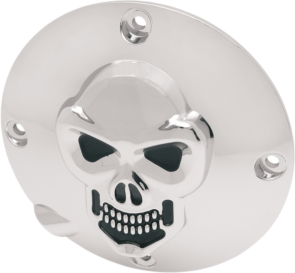 DRAG SPECIALTIES Skull Derby Cover - Chrome - 4 Hole Chrome 3-D Skull Derby Cover - Team Dream Rides