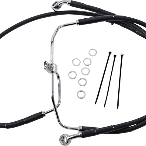 DRAG SPECIALTIES Brake Line - Front - Black - +4