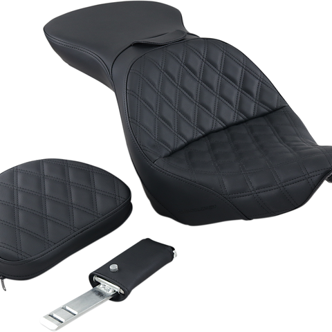 SADDLEMEN Explorer Seat - Lattice Stitched - Backrest - FXST Explorer Seat - Team Dream Rides