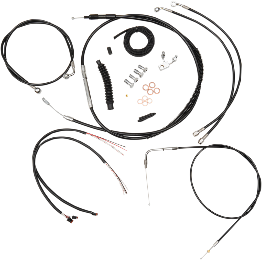 LA CHOPPERS Black 18" - 20" Cable Kit for FXSB w/ ABS Complete Stainless Braided Handlebar Cable/Brake Line Kit - Team Dream Rides