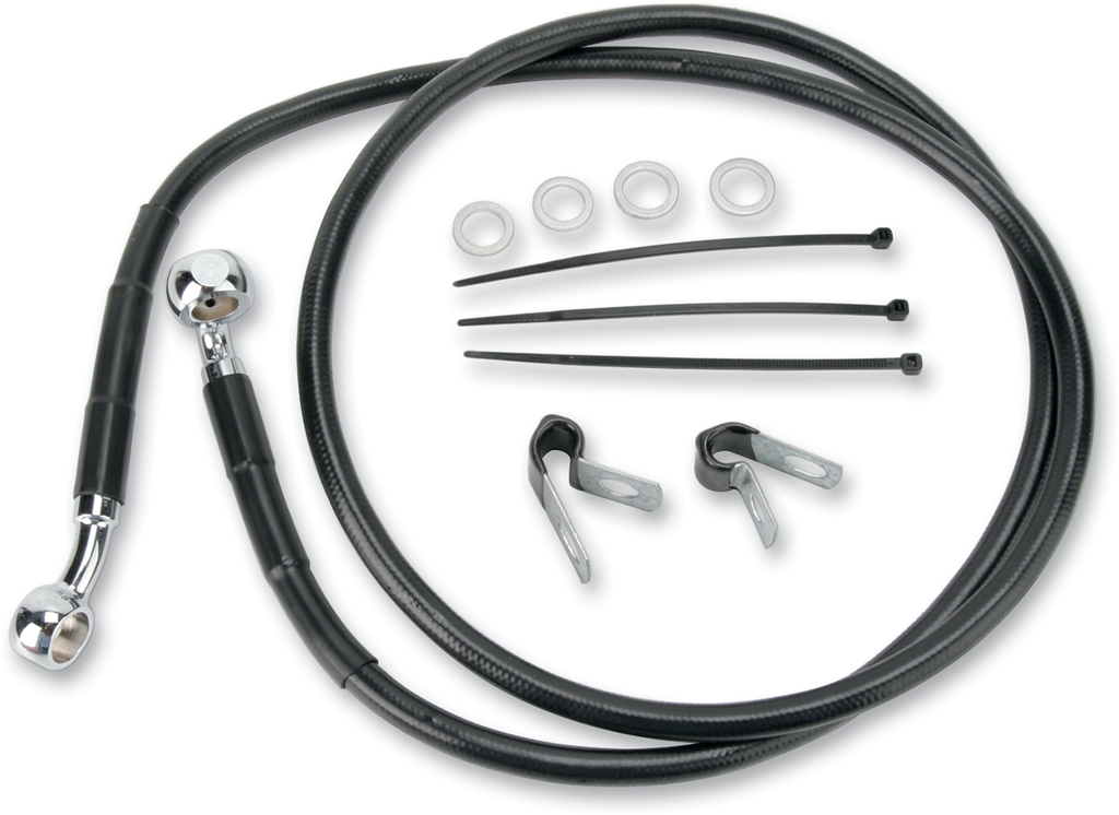 DRAG SPECIALTIES Brake Line - Front - Black Stainless Steel Brake Line Kit - Team Dream Rides