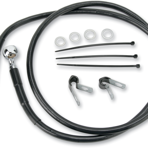 DRAG SPECIALTIES Brake Line - Front - Black Stainless Steel Brake Line Kit - Team Dream Rides