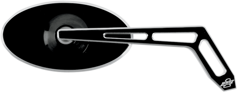PRO-ONE PERF.MFG. Mirror - Oval - Black - Right Billet Aluminum Mirrors with Clear Glass — Weekend Warrior - Team Dream Rides