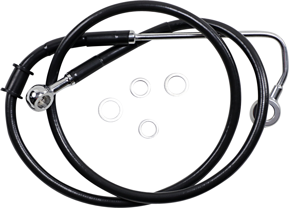 DRAG SPECIALTIES Brake Line - +4" - Black - '15-'17 Softail Extended Length Stainless Steel Brake Line - Team Dream Rides