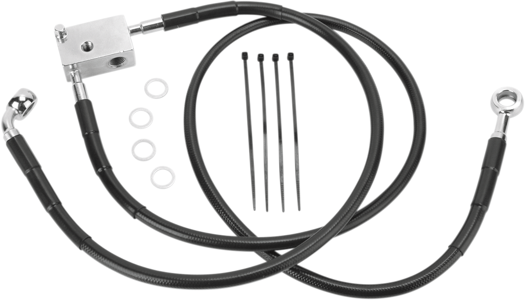 DRAG SPECIALTIES Brake Line - Rear - Black Stainless Steel Brake Line Kit - Team Dream Rides