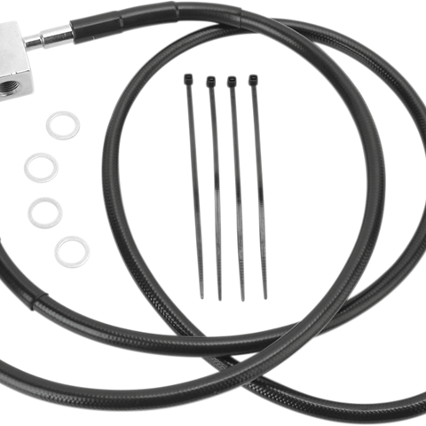 DRAG SPECIALTIES Brake Line - Rear - Black Stainless Steel Brake Line Kit - Team Dream Rides