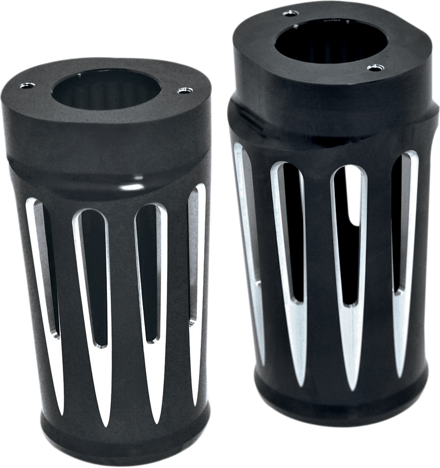 ARLEN NESS Deep Cut Fork Boot Covers - Black Anodized - FLHTD Aluminum Fork Boot Covers — Deep Cut - Team Dream Rides