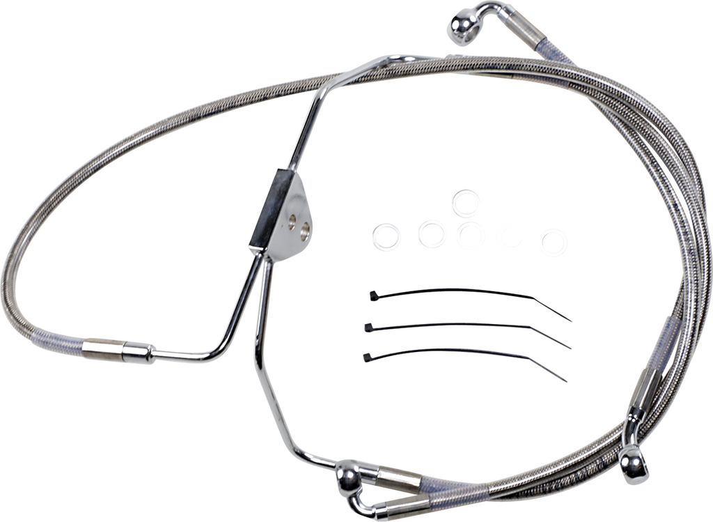 DRAG SPECIALTIES Brake Line - Front - +2" - Touring - Stainless Steel Extended Length Stainless Steel Brake Line Kit - Team Dream Rides